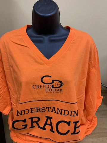 Understanding Grace - Orange V-Neck T-Shirt