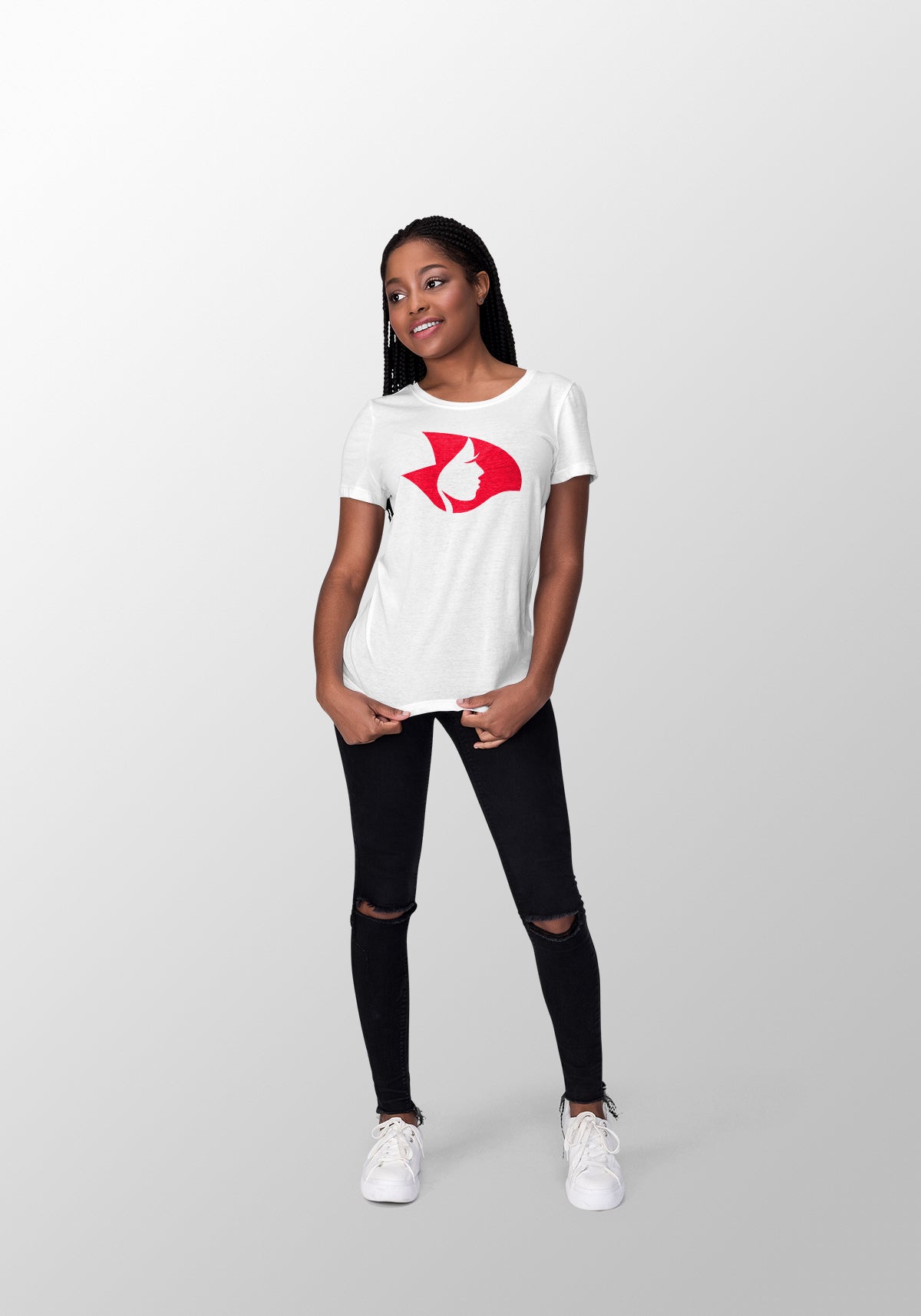 White Short Sleeve Tee w/Red Rad Head - Large